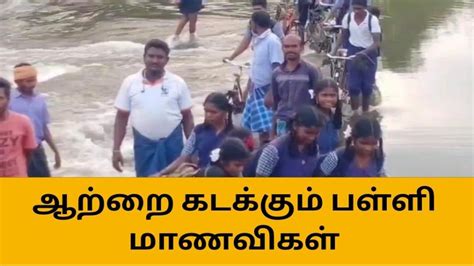 காரிமங்கலம் அபாயகரமான முறையில் ஆற்றை கடக்கும் பள்ளி மாணவிகள் Video