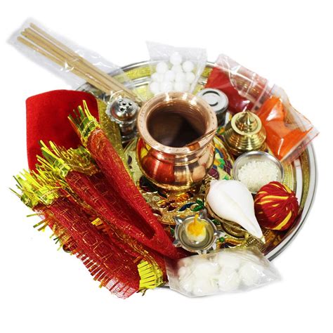 Meenakari Puja Thali Set- - For Pooja Room Home Temple Office- with ...