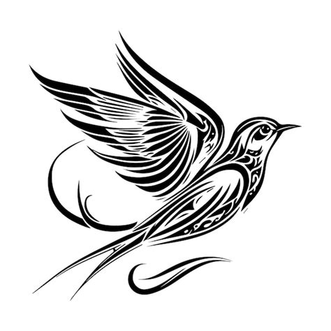 Premium Vector Swallow Bird Tribal Tattoo Line Art Hand Drawn