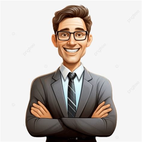 Feliz Negocio Corporativo Profesional Un Hombre Clipart Fondo Blanco