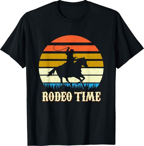 Rodeo Time Cowboy Horse Ranch Lasso Retro Sunset Rodeo Time T Shirt
