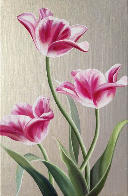 Oil Flower Oil Painting White Tulip Original Art Large Flower Wall Art