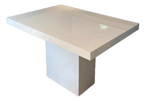 Mesa Jantar Retangular Em Mdf Laca Branco Brilho 120x80