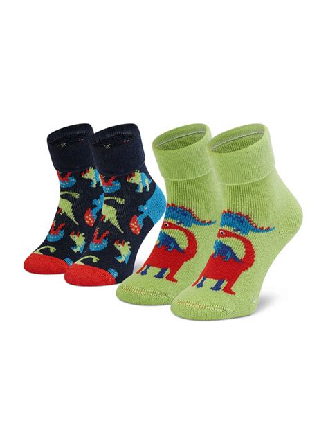 Happy Socks Zestaw 2 par wysokich skarpet dziecięcych KDIN45 6500