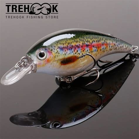 TREHOOK 6cm 10g Black Minnow Trout Fishing Baits Hard Floating Wobbler