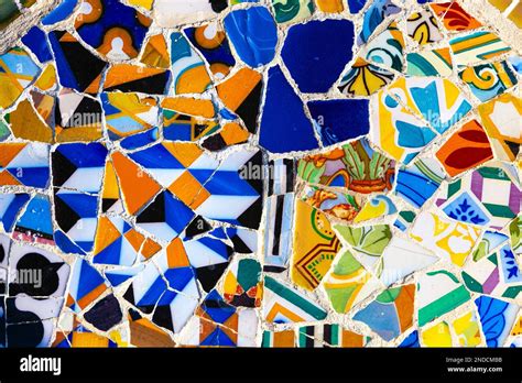 Section Of The Trencadis Broken Tile Mosaic At Antoni Gaudi S Park