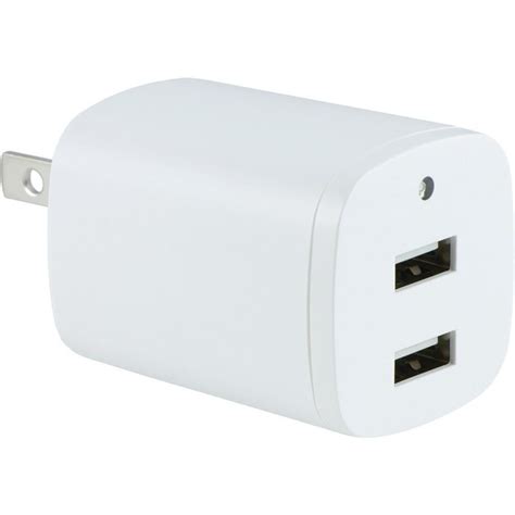 Ge Dual Port Usb Wall Charger With Folding Prongs White