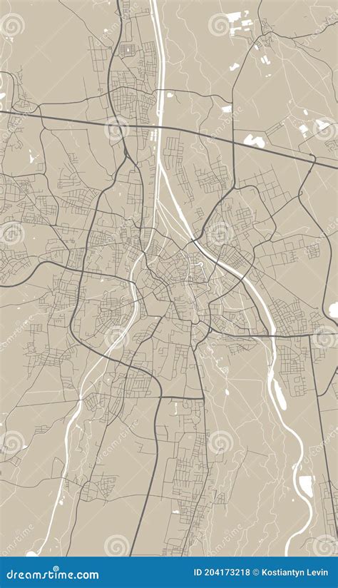 Augsburg City Map With Boroughs Grey Illustration Silhouette Shape