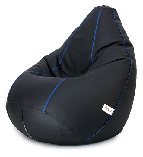 Buy Classic XXXL Bean Bag With Beans In Black Colour With Royal Blue