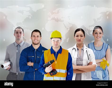 Five Workers Of Different Industries Stock Photo Alamy