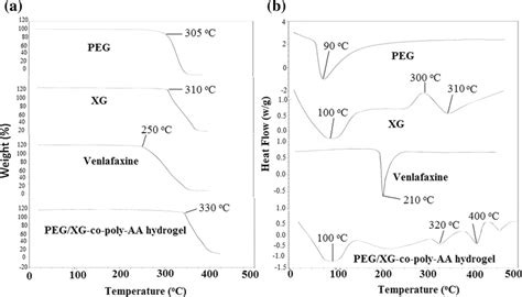 TGA Thermogram A And DSC Curve B Of PEG XG Venlafaxine And