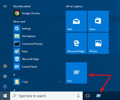 Add Run To Start Menu Windows Password Recovery