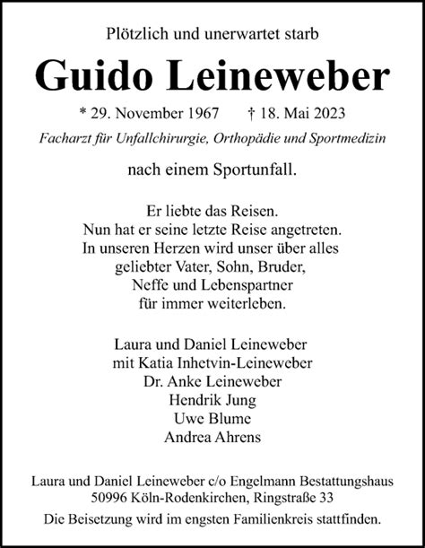 Traueranzeigen Von Guido Leineweber Wirtrauern