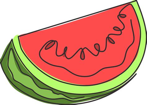 One Continuous Line Drawing Of Sliced Healthy Organic Watermelon For