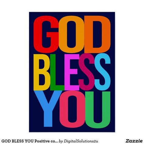 GOD BLESS YOU Positive colorful Poster | Zazzle | God bless you ...