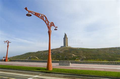 Famous La Coruna Lighthouse with Art Deco Lantern in Foreground in ...