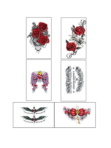 6 Blatt floraler temporärer Tattoos hübsche und schöne Rosen Blumen