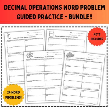 Decimal Operations Word Problem Guided Practice Bundle By Kj In The