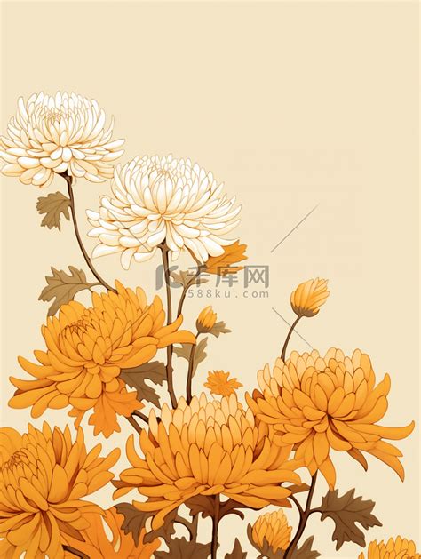 唯美菊花重阳节节日28插画图片 千库网