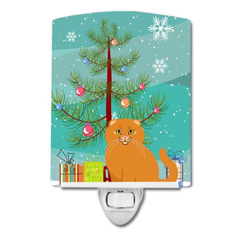 Carolines Treasures Bb4428cnl Scottish Fold Cat Merry Christmas Tree Ceramic Night Light 6x4x3