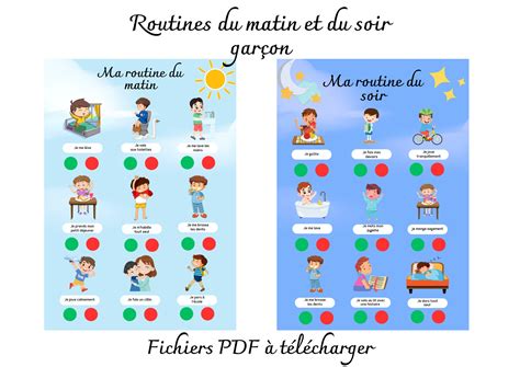 Tableaux De Routines Affiches Routines Enfant Matin Soir