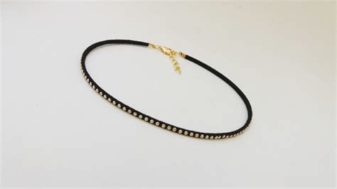 Choker gargantilha colar de couro camurça fininha preto Elo7