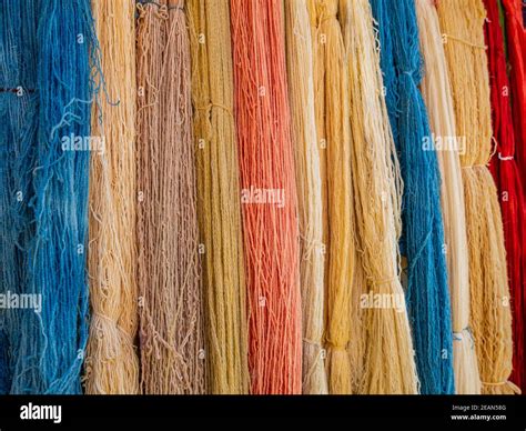 Small Bundles Of A Naturally Dyed Wool Stock Photo Alamy