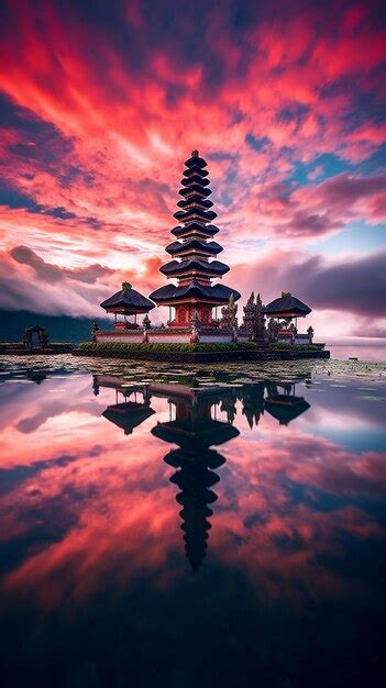 Premium AI Image Pura Ulun Danu Bratan Temple In Indonesia With The