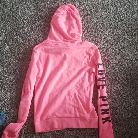 Pink Victorias Secret Jackets And Coats Hot Pink Zip Up With Hood Poshmark