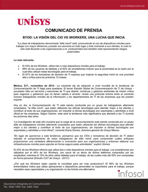 COMUNICADO DE PRENSA BYOD LA VISIÓN DEL CIO