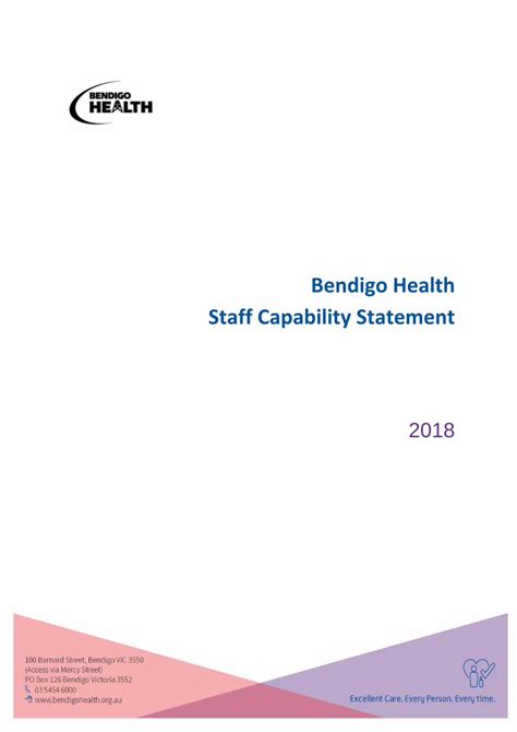 PDF Bendigo Health Staff Capability Statement 2018 09 03 Bendigo