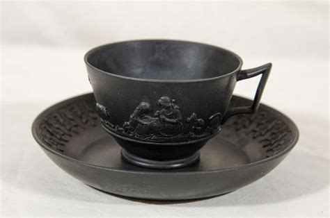 Rare Set of a Dozen Wedgwood Black Basalt Tea Cups and Saucers at 1stDibs