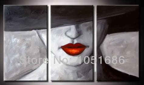 3 Piece Large Wall Art Sets Hand Painted Sexy Woman Face Oil Painting