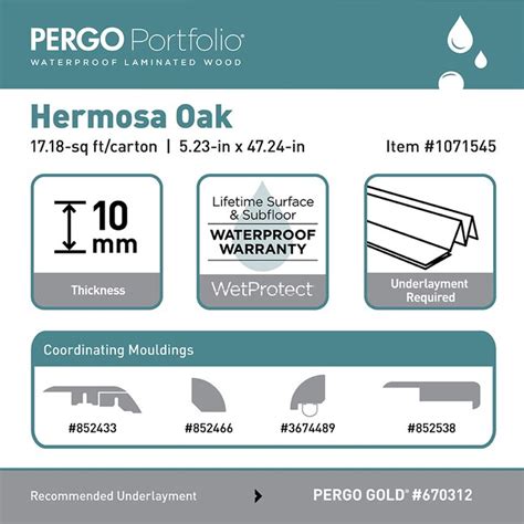 Pergo Portfolio Wetprotect Hermosa Oak 10 Mm Thick Waterproof Wood Plank 523 In W X 4724 In