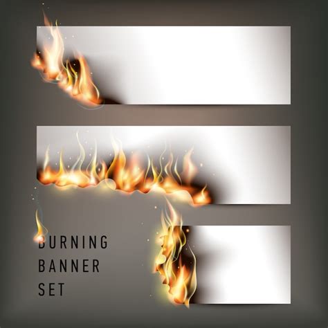 Premium Vector Hot Fire Banners Set With Orange Flames