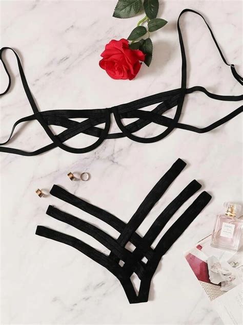 Womens Sexy Ladder Cut Out Lingerie Set Push Up Two Piece Bra And Panty EnjoyQueen Shop Sex