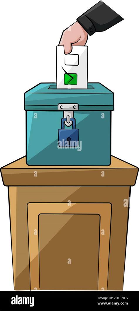 Cartoon Vector Illustration Of A Person Casting A Ballot In A Voting