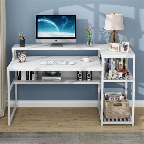 Tribesigns 63 Inch Computer Desk With Hutch And Storage Shelves Retro