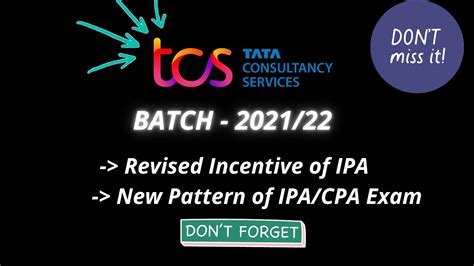 Tcs Update Revised Joining Incentive Upcoming Ipa Cpa