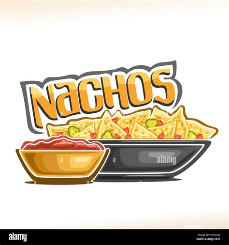 Vector Poster For Mexican Nachos Corn Chips With Slice Of Hot Jalapeno