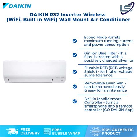 Daikin 1hp 1 5hp 2hp 2 5hp R32 Inverter Wireless Built In Wifi