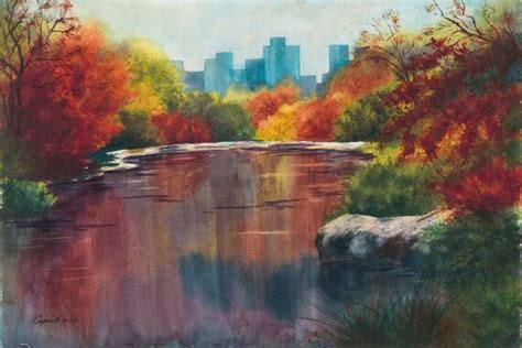 Fall In Central Park Original Watercolor Painting NYC New Etsy