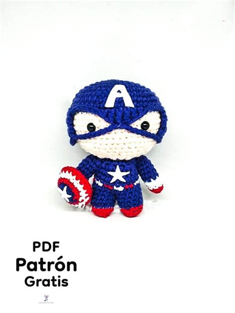 Capitán América Amigurumi Muñeca PDF Patrón Gratis Paso a Paso 500