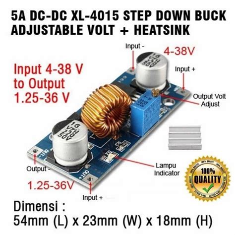 Jual XL4015 DC DC Buck Step Down Adjustable Converter 5A Dimmer Dc