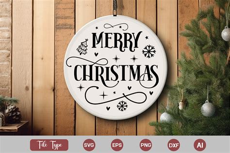 Merry Christmas Round Sign Svg Graphic By Graphicpicker · Creative Fabrica