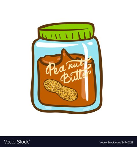 Peanut butter jar doodle icon cartoon Royalty Free Vector