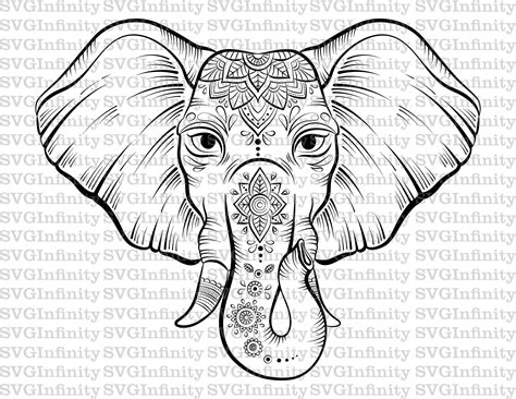 Elephant Mandala Svg Elephant Head Svg Ethnic Elephant Svg Etsy