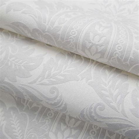 Graham And Brown 56 Sq Ft White Vinyl Textured Damask Unpasted Wallpaper