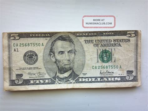 Error 5 Five Dollar Bill Misprint Misaligned Collector Piece