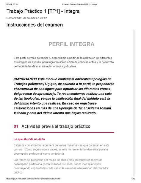 Examen Trabajo Pr Ctico Tp Integra Trabajo Pr Ctico